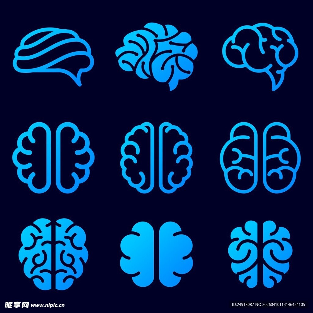 人工智能大脑矢量图案
