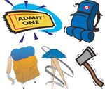 户外旅行装备与入场券