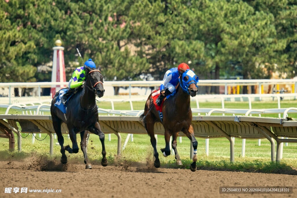 赛马场上骑手激烈角逐
