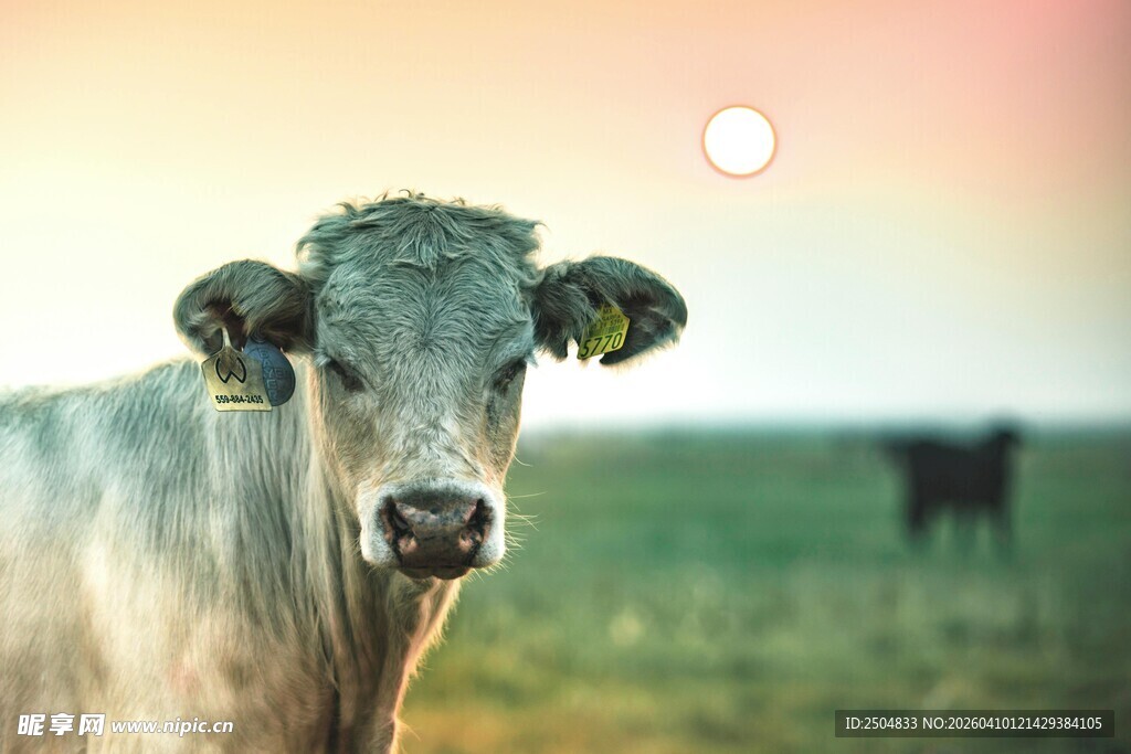 夕阳下的牛