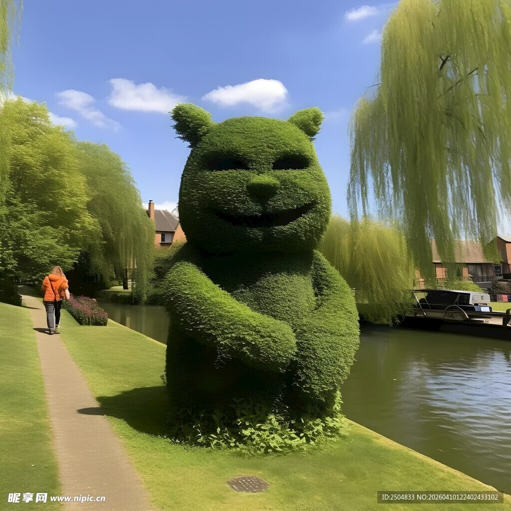 可爱小熊造型的绿植景观