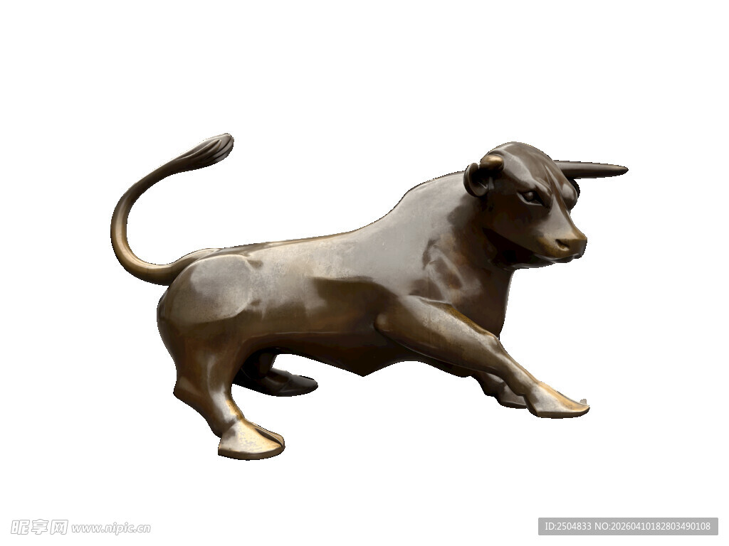 奔跑的青铜公牛雕塑