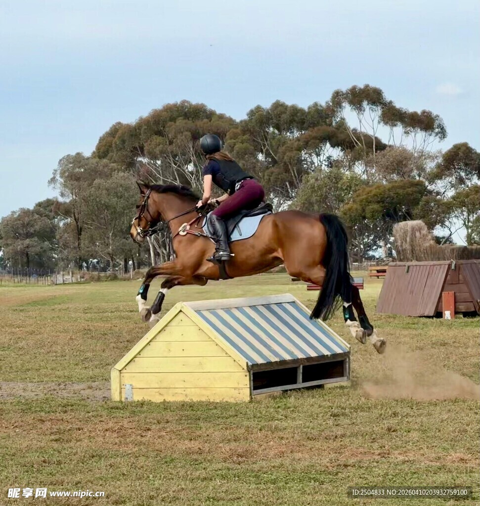 骑手策马跨越障碍