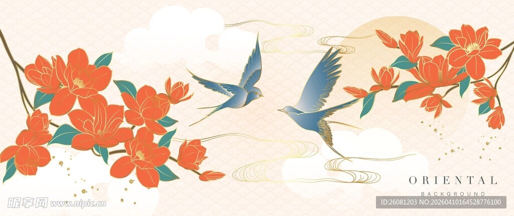 国风花鸟背景