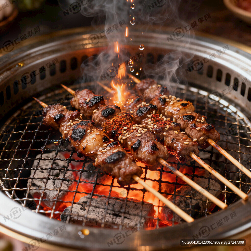 碳火烧烤锅 有烤串