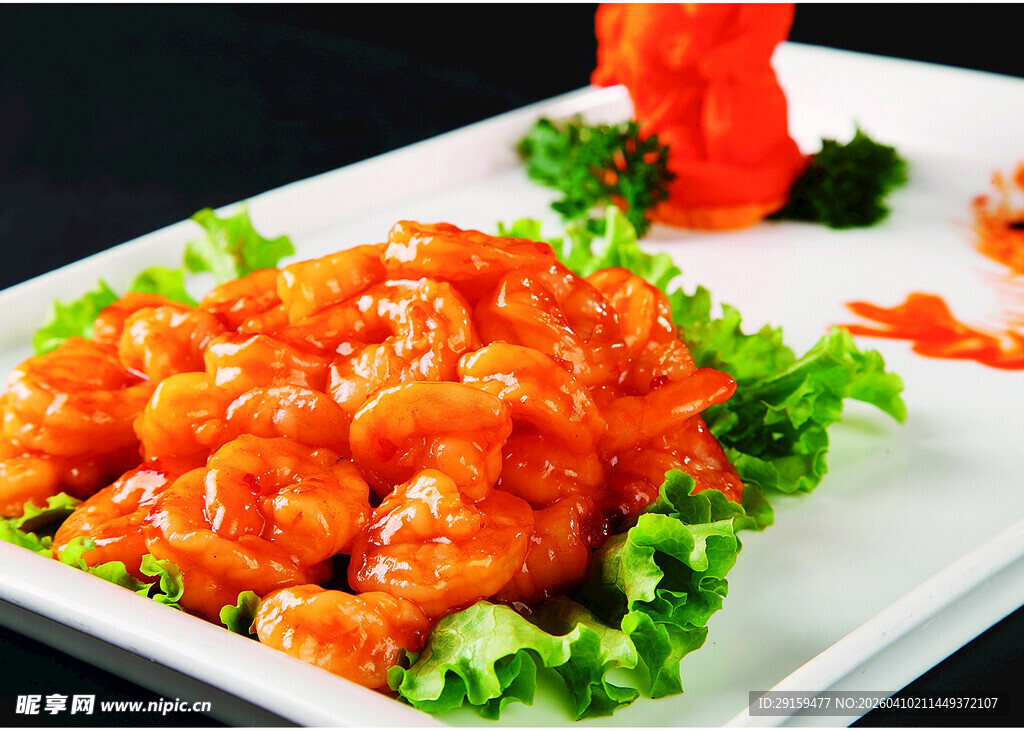 美味虾仁摆盘