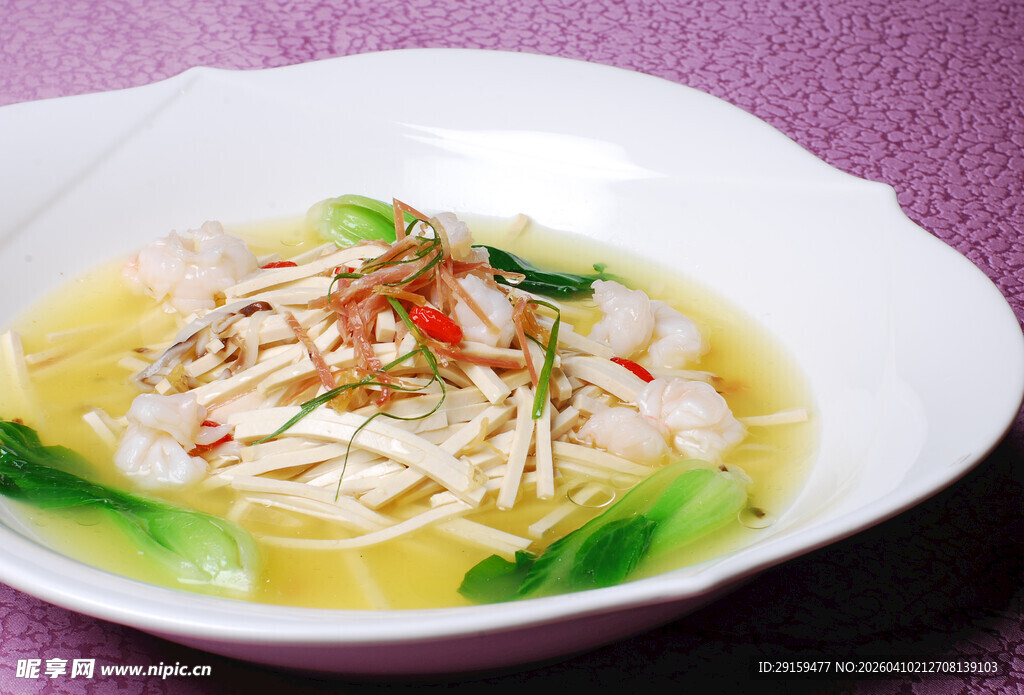 鸡汤笋丝青菜美食图