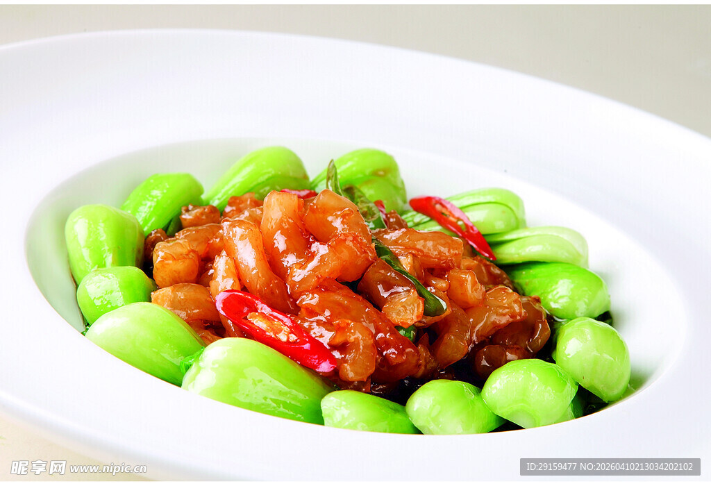 青豆配烧汁虾仁