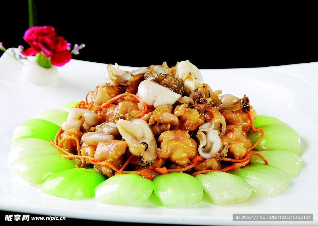 美味爆炒海鲜拼盘