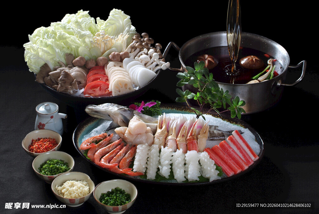 丰盛火锅食材拼盘