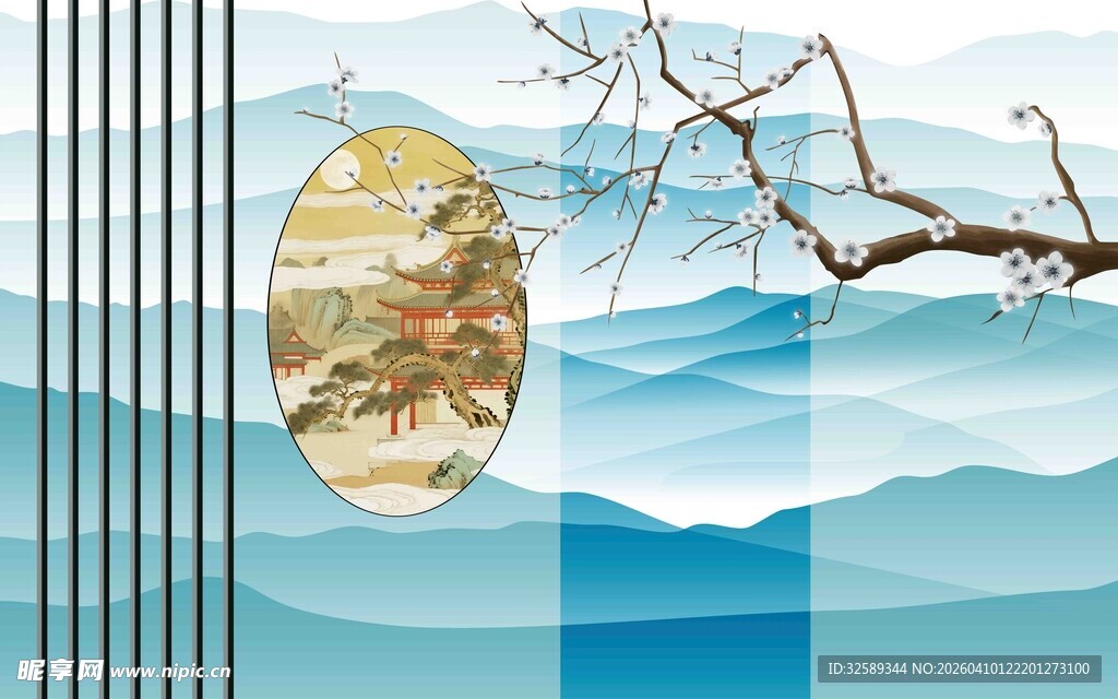 中式山水风装饰画元素