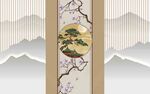 中式山水松枝装饰图案