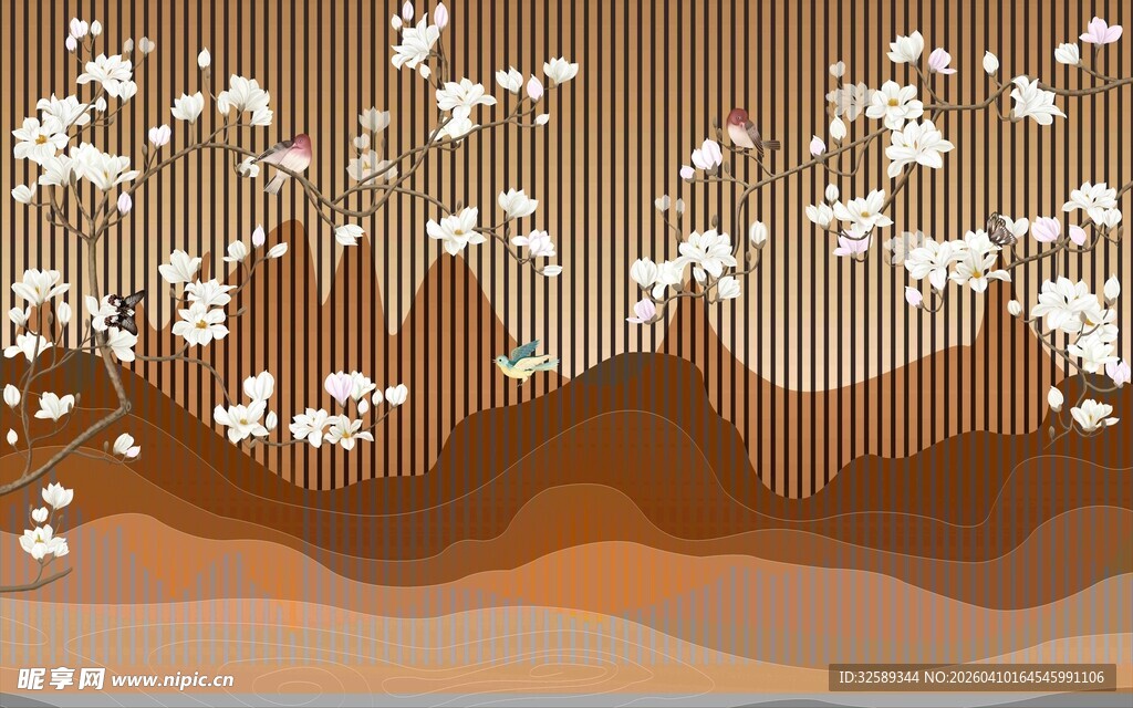 山峦繁花图