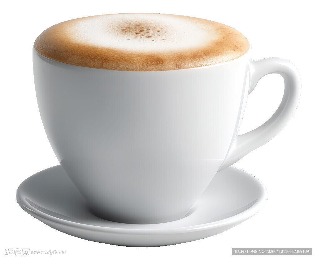 白色杯中的美味卡布奇诺
