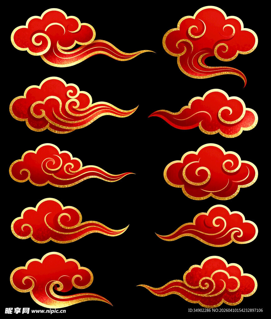 中式红色祥云图案