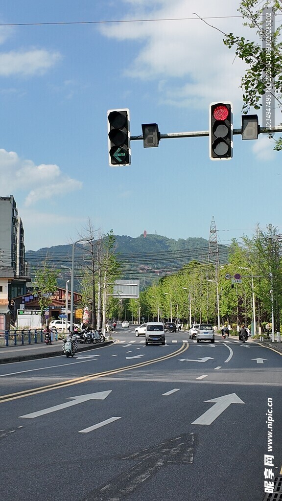 城市道路红绿灯交通景象