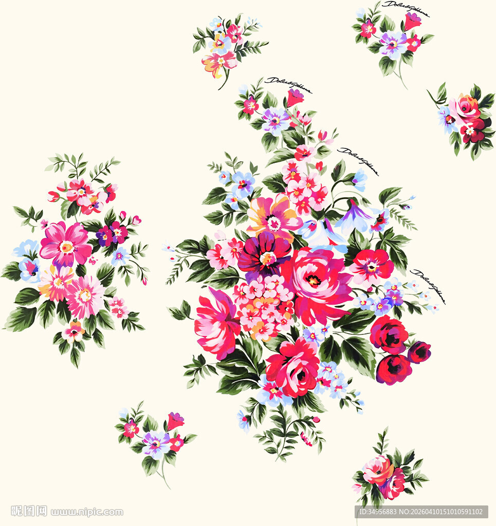 多彩花卉图案装饰元素