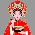 吃麻辣烫人物矢量素材