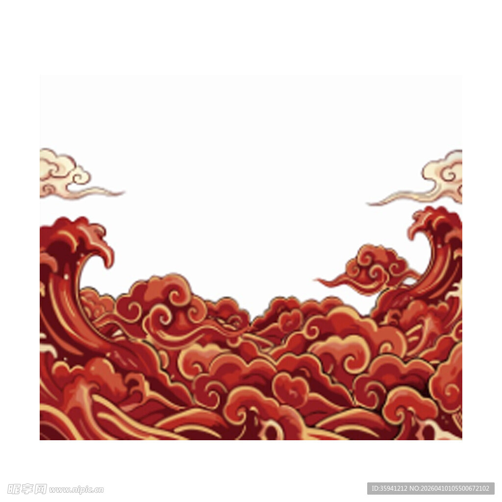 中式古典海浪祥云装饰图案