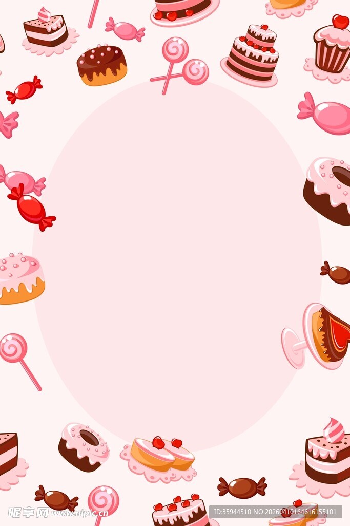 缤纷甜点环绕的梦幻场景