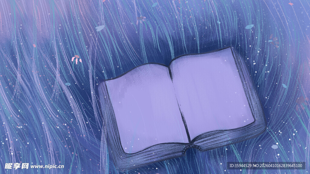 翻开的紫色书籍置于纹理上