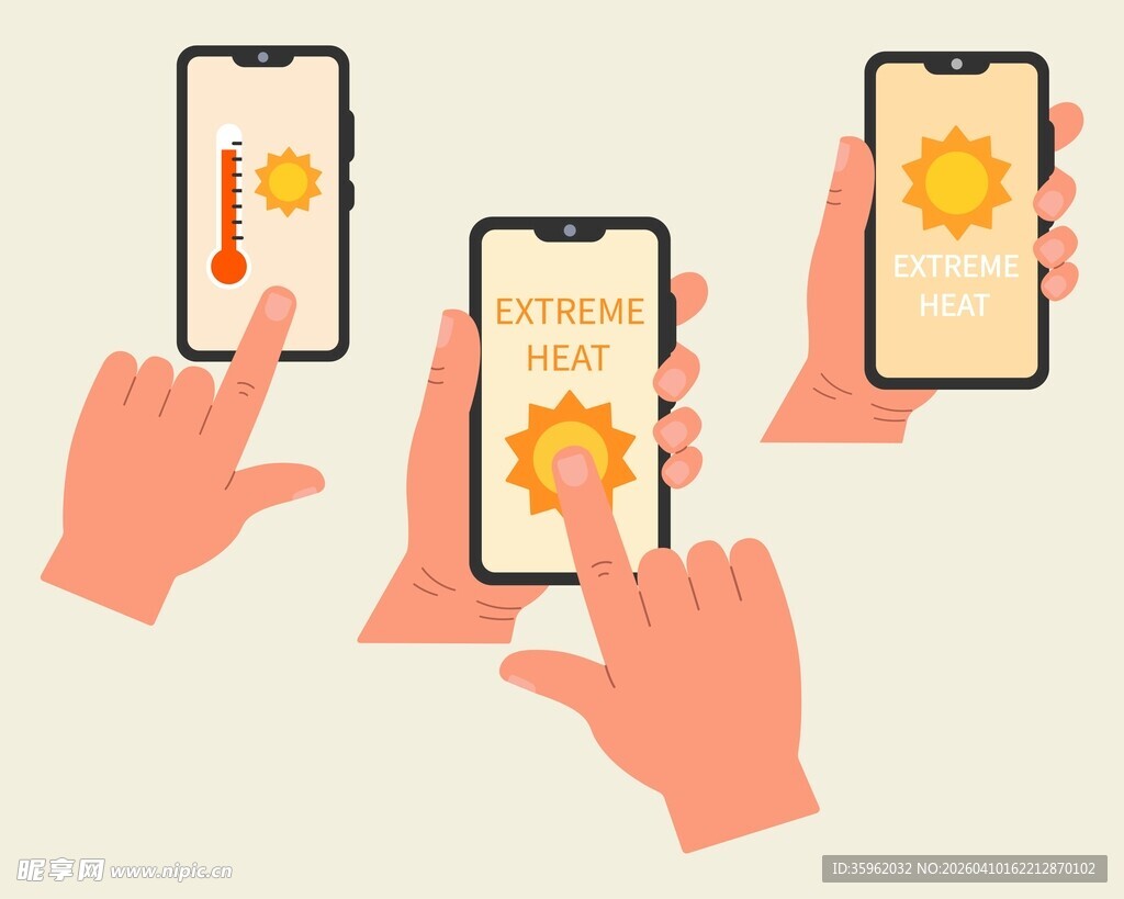 高温预警插画