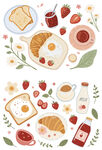 美味早餐食物插画集合