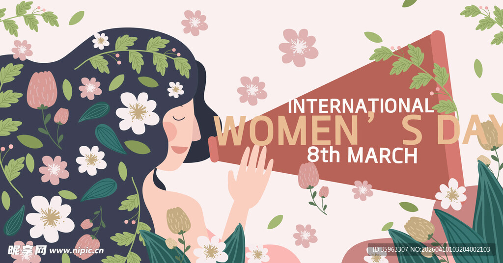 国际妇女节插画庆祝场景