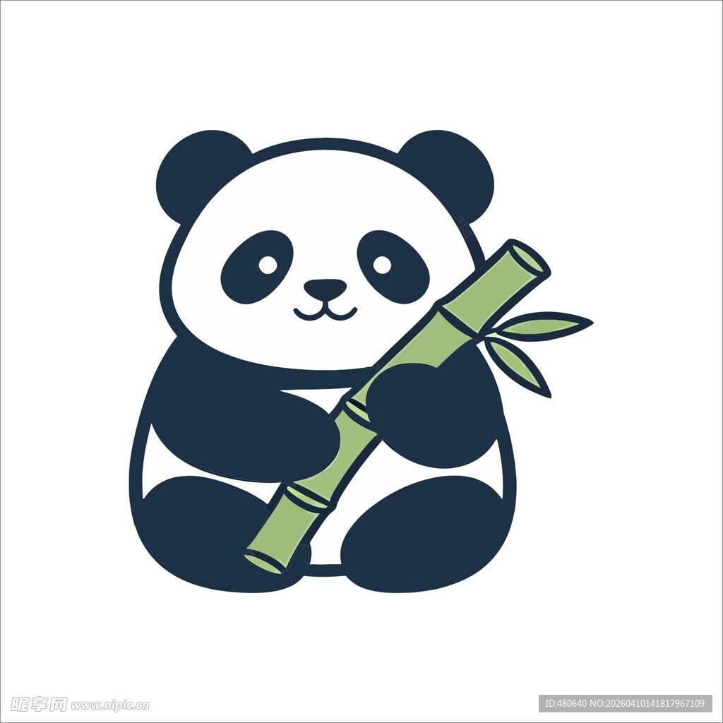 可爱熊猫抱竹子