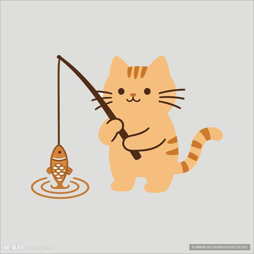 小猫钓鱼趣图
