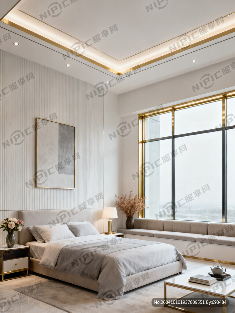 生成一幅新装修好的卧室图片