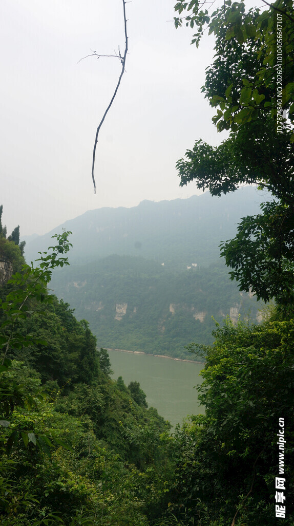 山间湖畔绿意盎然景色
