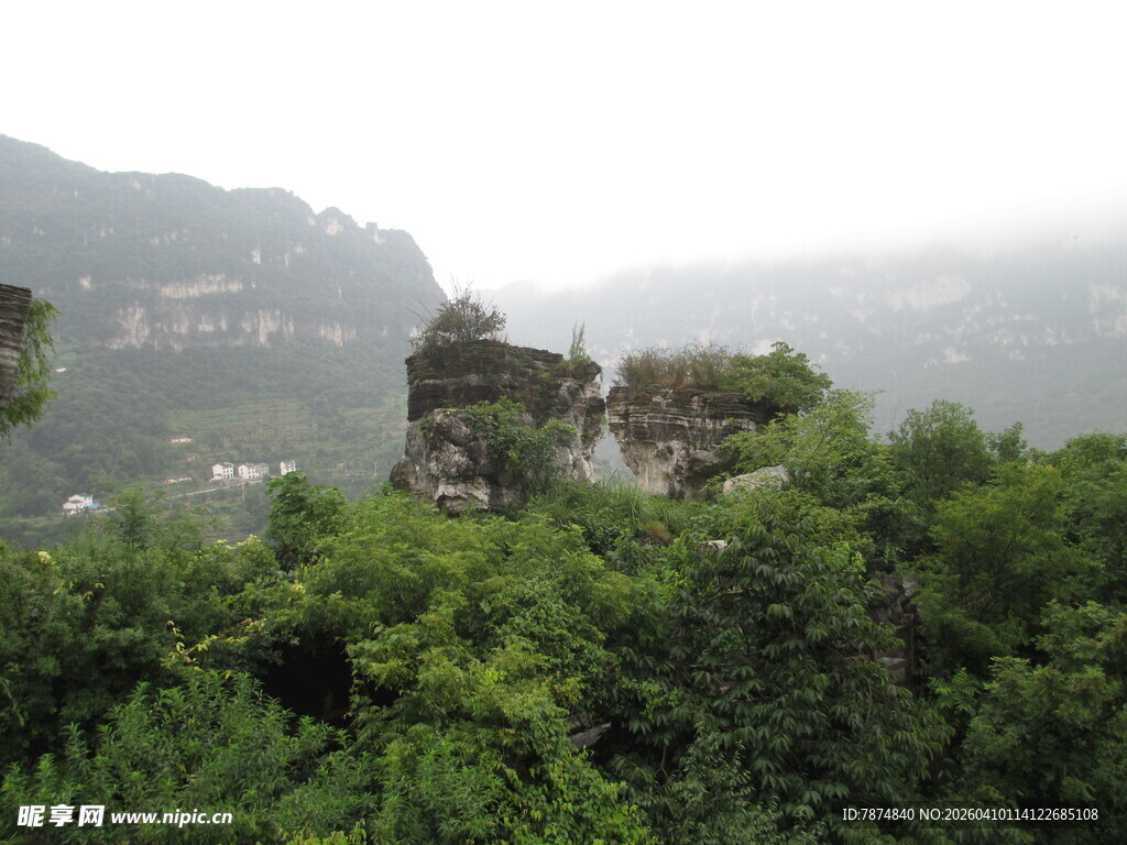 山间绿意盎然的独特景致