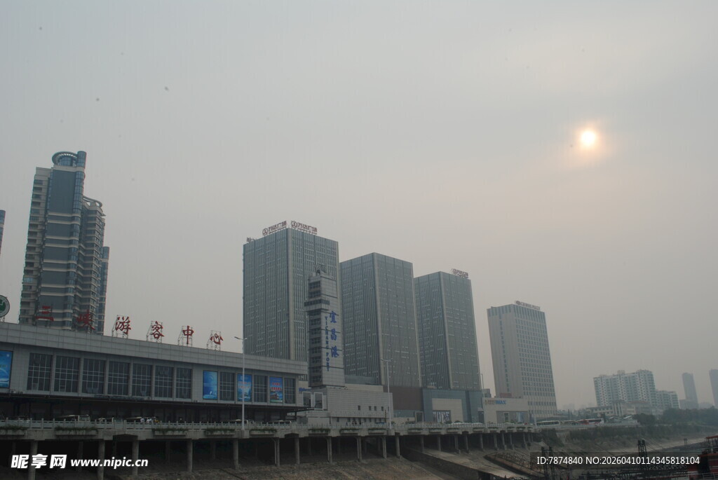 城市天际线与落日景观