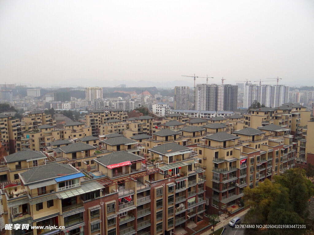 恩施城市居民区俯瞰景象