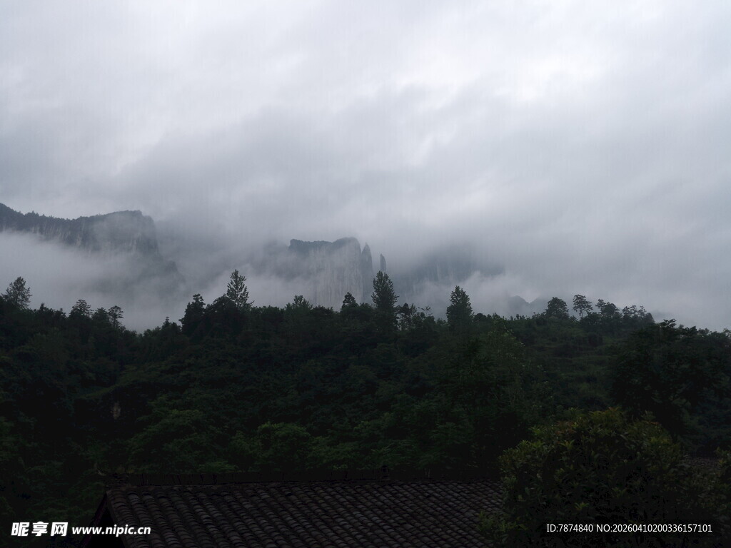 恩施云雾缭绕的山林美景