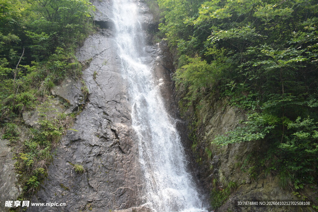 山间瀑布 绿意环绕之景