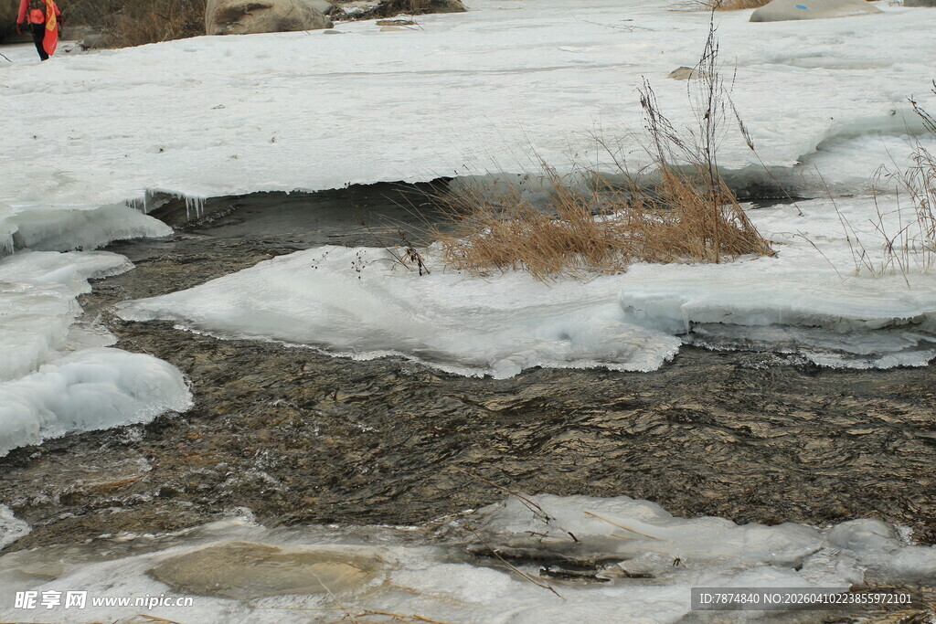 冰雪消融的潺潺溪流