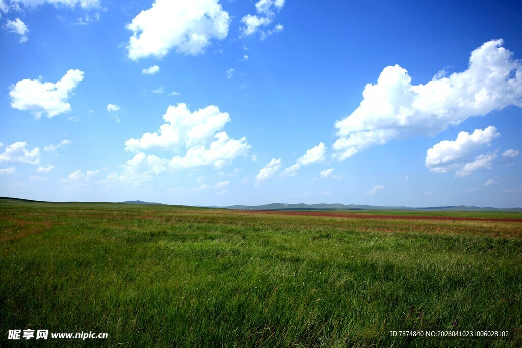 广袤草原上的蓝天白云