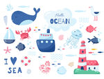 海洋主题可爱插画元素