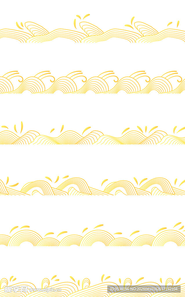 海浪 金色中式古典花纹边框