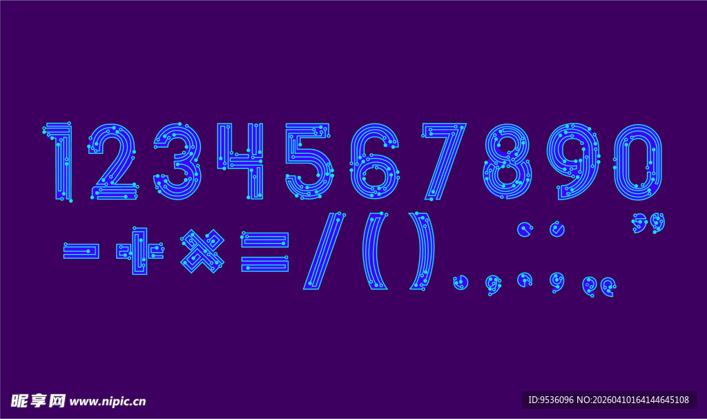 紫色背景数字与符号展示