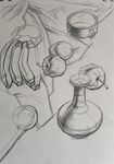 素描水果瓶子静物结构