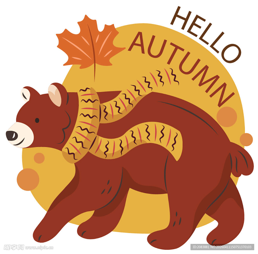 秋日小熊插画