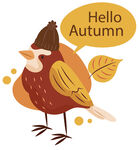 秋日小鸟插画