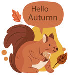 你好秋天的松鼠插画