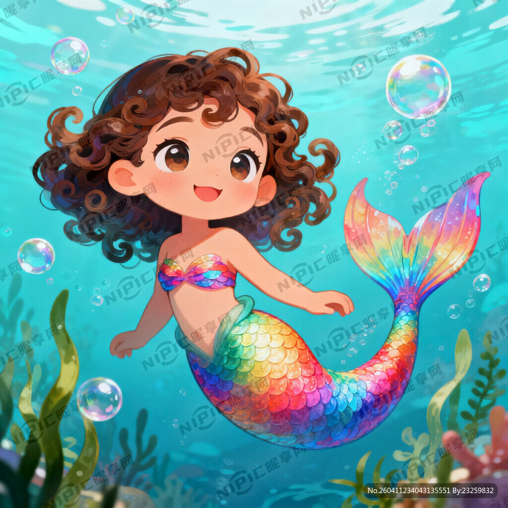 美丽可爱美人鱼卡通