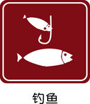 红色背景钓鱼图标