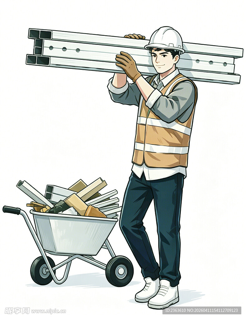工人搬运建筑材料