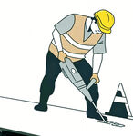 工人使用电钻进行作业